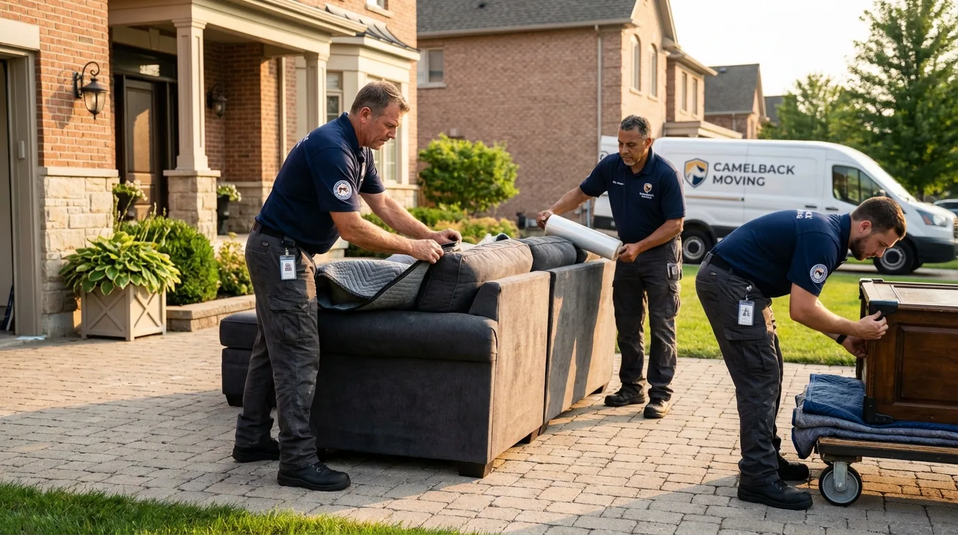 Large estate moving crew wrapping furniture in Blanchester, OH
